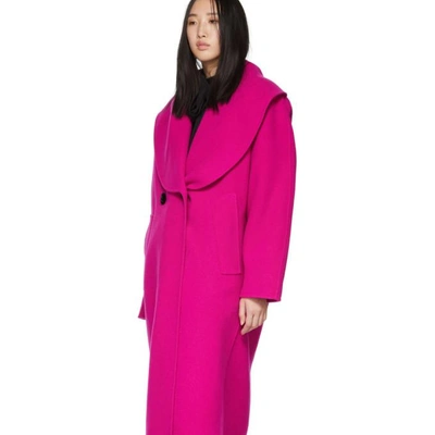 Shop Marc Jacobs Pink Wool Shawl Collar Coat In 672 Hotpink