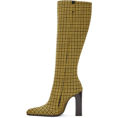 Shop Balenciaga Yellow Houndstooth Tall Boots In 7069 Yellow