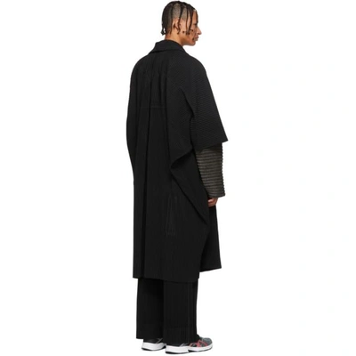 Shop Issey Miyake Homme Plisse  Black Robe Coat In 15 Black