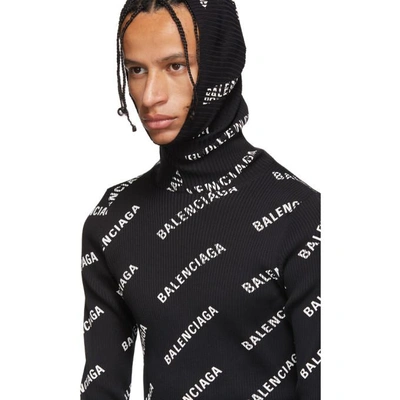 Shop Balenciaga Black Logo Hoodie Turtleneck