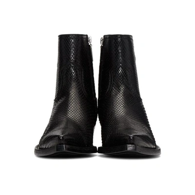 Shop Saint Laurent Black Python Lukas Boots