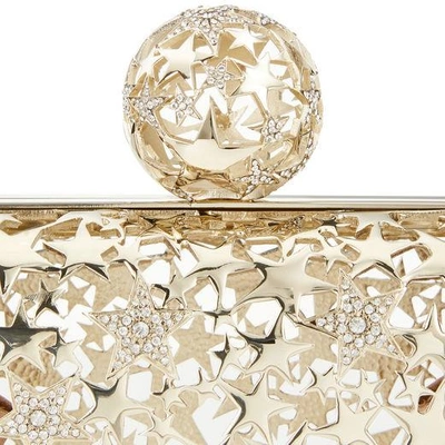 CLOUD Gold Metal Star Cage Clutch Bag with Crystals