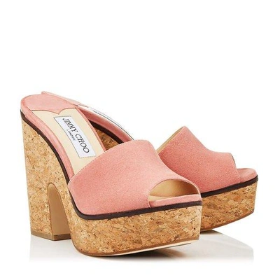 Shop Jimmy Choo Deedee 125 Rosewood Suede Sandal Wedges