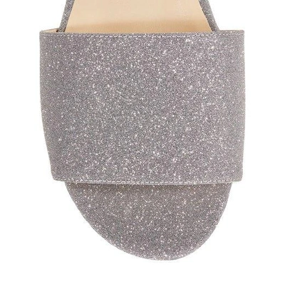 Shop Jimmy Choo Joni Flat Silver Fine Glitter Leather Slides