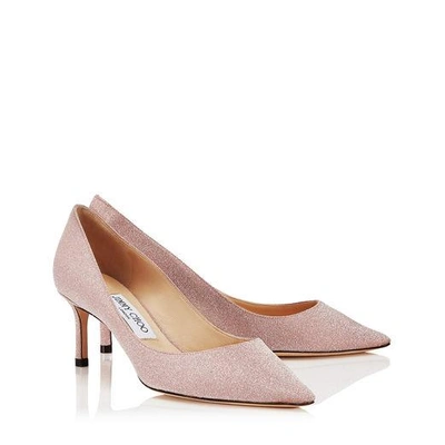 Shop Jimmy Choo Romy 60 Ballet Pink Fine Glitter Fabric Pointy Toe Pumps