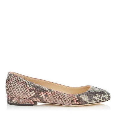 Shop Jimmy Choo Jessie Flat Rosewood Mix Painted Desert Python Round Toe Flats