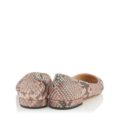 Shop Jimmy Choo Jessie Flat Rosewood Mix Painted Desert Python Round Toe Flats