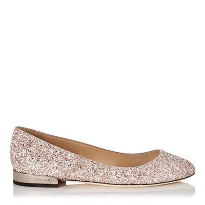 Shop Jimmy Choo Jessie Flat Rosewood Mix Painted Glitter Fabric Round Toe Flats