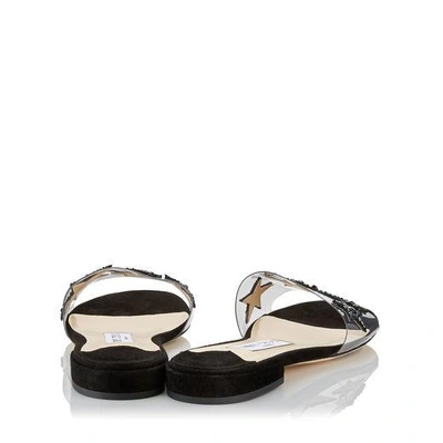 Shop Jimmy Choo Joni Flat Clear Plexi Star Patchwork Slides With Black Mix Crystals In Clear/black Mix/crystal