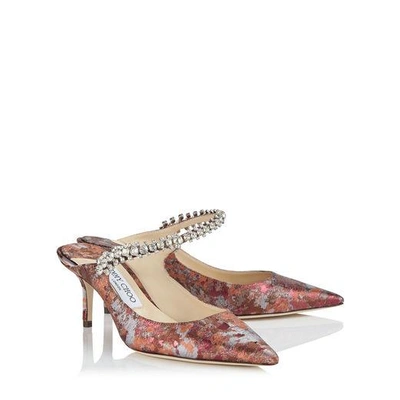 Shop Jimmy Choo Bing 65 Rosewood Mix Painterly Brocade Pointy Toe Pumps With Crystal Strap