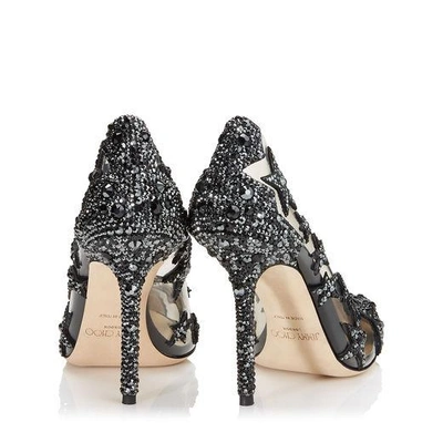 Shop Jimmy Choo Lisha 100 Black And Smoke Mix Plexi Star Patchwork Pointy Toe Pumps With Crystals In Smoke/black Mix