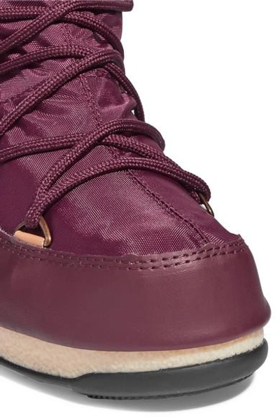 Shop Moon Boot Monaco Felt-lined Shell And Faux Leather Snow Boots In Burgundy