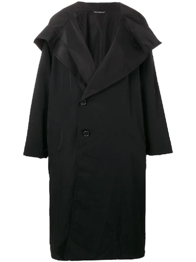 Shop Yohji Yamamoto Off-centre Button Coat - Black