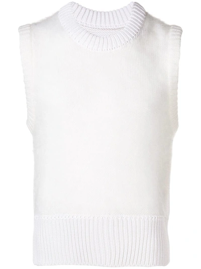 Shop Maison Margiela Knitted Vest In White