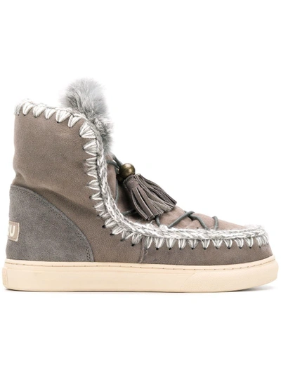 Shop Mou Eskimo Tassel Ankle Boots - Grey