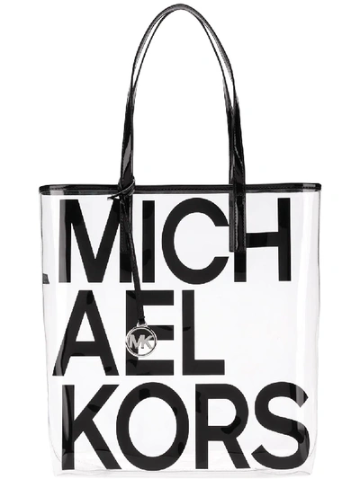 Shop Michael Michael Kors The Michael Graphic Logo Print Tote - Black