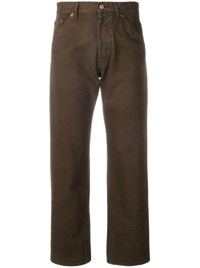 Shop Jacquemus Straight-leg Cropped Jeans - Brown