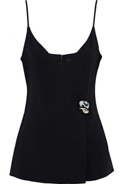 Shop Cushnie Et Ochs Cushnie Woman Sandrina Button-embellished Stretch-crepe Camisole Black