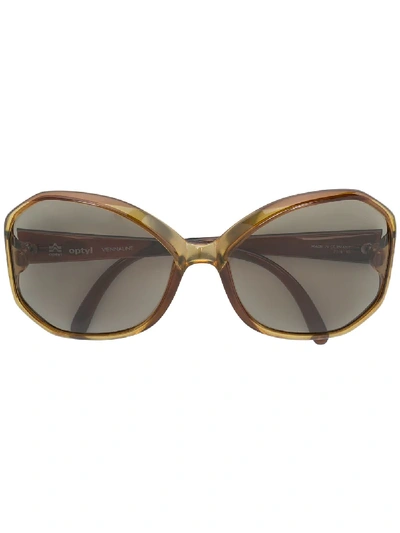 Shop A.n.g.e.l.o. Vintage Cult 1970s Oversized Frame Sunglasses In Brown