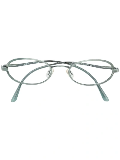 Shop Fendi 1990s Narrow Oval Frame Glasses In Silver