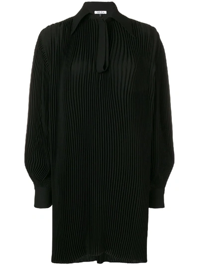 Shop Krizia Oversized Pleat Shirt In Black