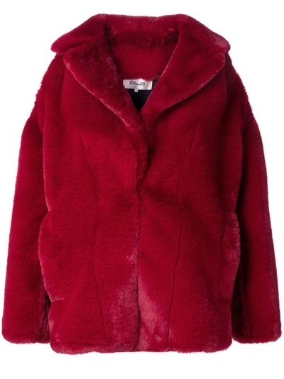 Shop Diane Von Furstenberg Dvf  Faux Fur Jacket - Red