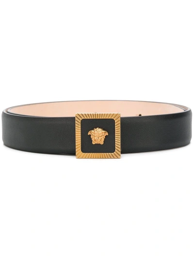 Shop Versace Medusa Buckle Belt In Black