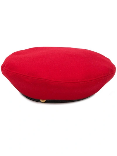 Shop Versace Tiny Medusa Beret In Red