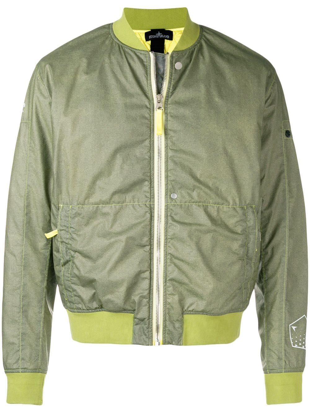 Stone Island Shadow Project Poly Hide 2l Bomber Jacket Green Modesens