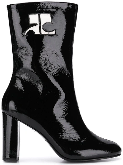 Shop Courrèges Patent Ankle Boots - Black