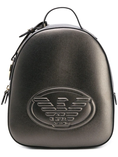 Shop Emporio Armani Logo Embossed Backpack - Silver