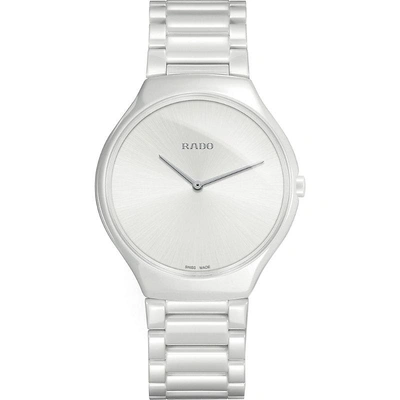Shop Rado Womens Silver R27957012 True Thinline Ceramic Watch