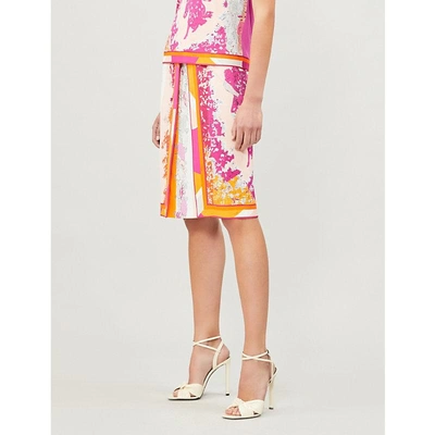 Shop Emilio Pucci Pleated Crepe Skirt In Multi