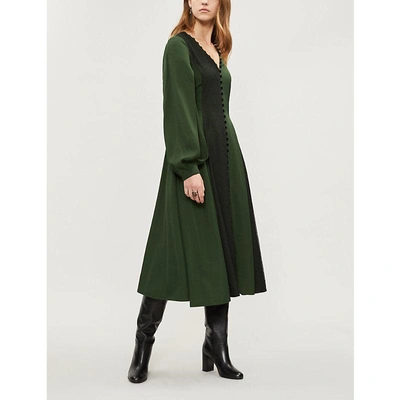 Shop Adeam Button-detailed Crepe Dress In Jade Green