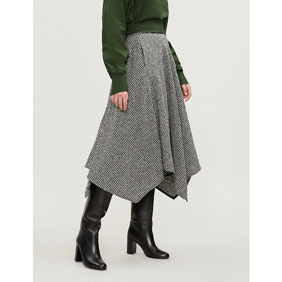 Shop Adeam Handkerchief Wool-blend Tweed Bouclé Skirt In Black Ivory