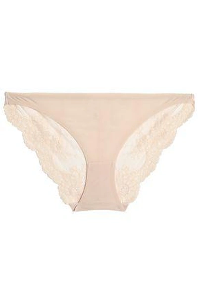 Shop Stella Mccartney Lily Blushing Stretch-jersey And Lace Low-rise Briefs In Pastel Pink