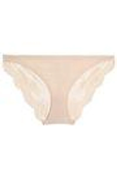 Shop Stella Mccartney Lily Blushing Stretch-jersey And Lace Low-rise Briefs In Pastel Pink