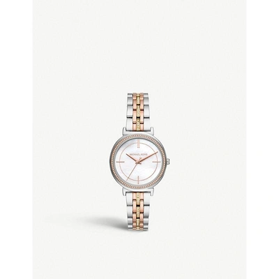 Shop Michael Kors Mk3927 Cinthia Pave Embellished Stainless Steel Watch In Silver