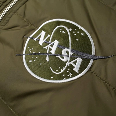 Shop Alpha Industries Apollo 11 Hooded Puffer Jacket In Green