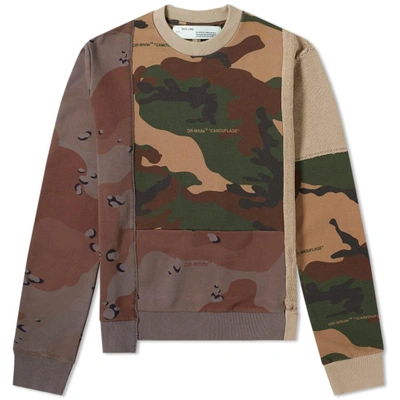 Shop Off-white Reconstructed Camo Crew Sweat In Green