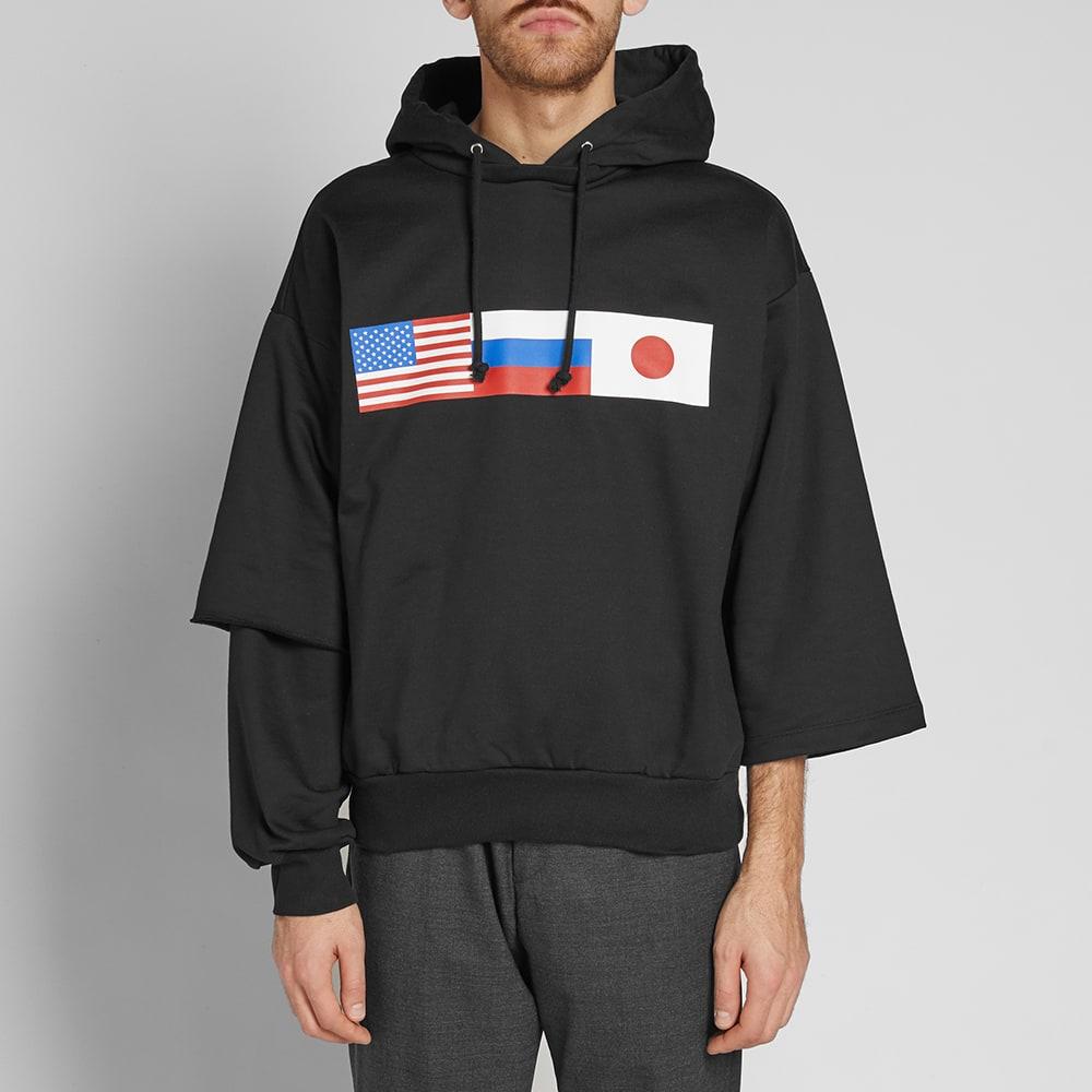 gosha double sleeve flag hoodie