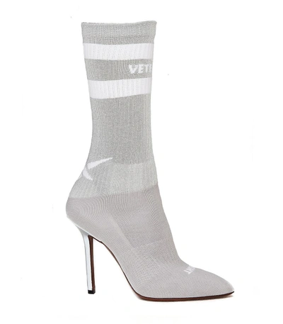 Shop Vetements Grey Reflective Sock Pumps