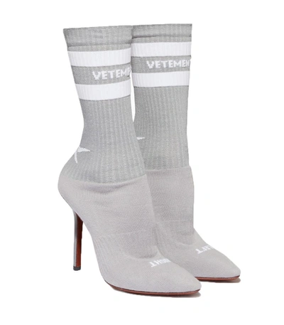 Shop Vetements Grey Reflective Sock Pumps