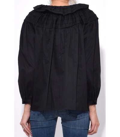Shop Marc Jacobs Black Long Sleeve Ruffle Collar Top