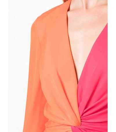 Shop Carolina Herrera Orange Pink Bicolor Midi Dress