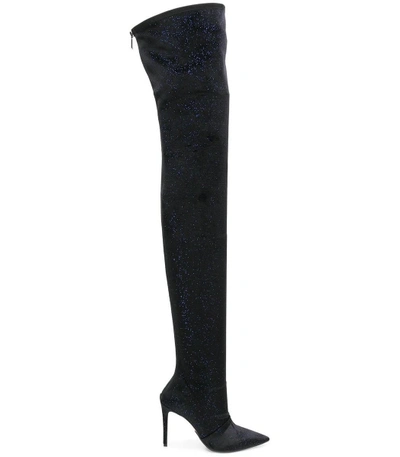 Shop Balmain Black Over The Knee Boots