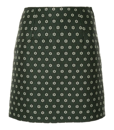 Shop Alexa Chung Green Jaquard Mini Skirt