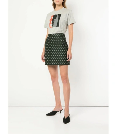 Shop Alexa Chung Green Jaquard Mini Skirt