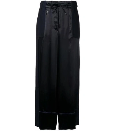 Shop Sacai Black Contrast Panel Palazo Trousers In Bn