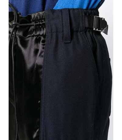 Shop Sacai Black Contrast Panel Palazo Trousers In Bn